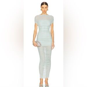 Seroya light blue mesh midi